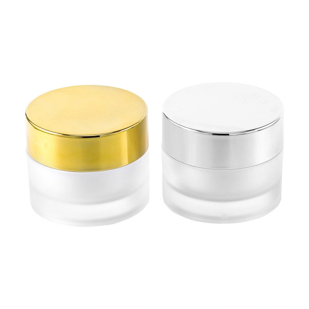 in Stock Gold Clear 50g 50ml Frosted Skincare Small Face Cream Custom Empty Lip Balm Scrub Acrylic Pet Glass Cosmetic Plastic Packaging Cream Jar Pot Bottle Box