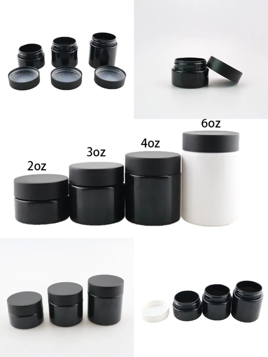 Hot Sale 2oz 60ml PET Plastic Bottle CR Cap Black Cosmetic Jar Cream Cosmetic Packaging Containers