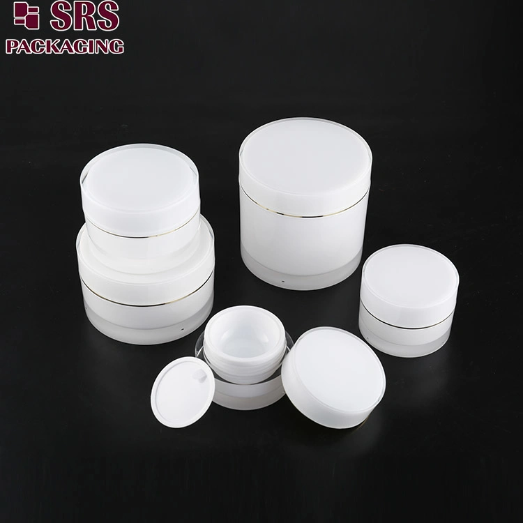 Luxury Acrylic Round Square DoubleBamboo Glass Empty Plastic Facial Cosmetic Packaging Sample Face Cream Nail Makeup Jar 5ml 10ml 15ml 30ml 50ml 100ml 200ml