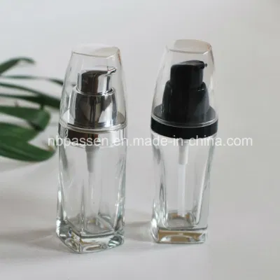 Flacone in vetro trasparente da 30 ml con pompa per lozione per cosmetici (PPC