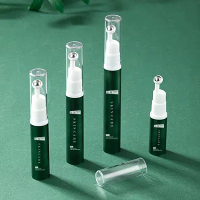 Tubo per lozione in plastica da 5 ml 10 ml 12 ml 15 ml di fabbrica come bottiglia per pompa airless Contenitori per imballaggio per crema per occhi in PP da 18 mm per lavaggio viso con sfera in acciaio